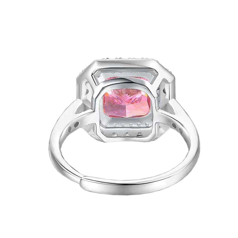 Quadrat Ring - Prinzessin Rosa Moissanit