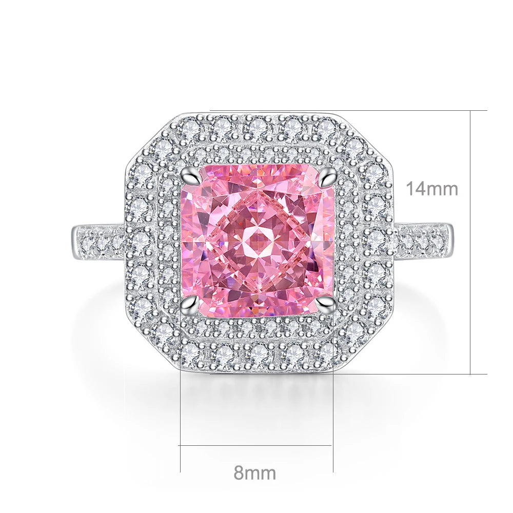 Quadrat Ring - Prinzessin Rosa Moissanit